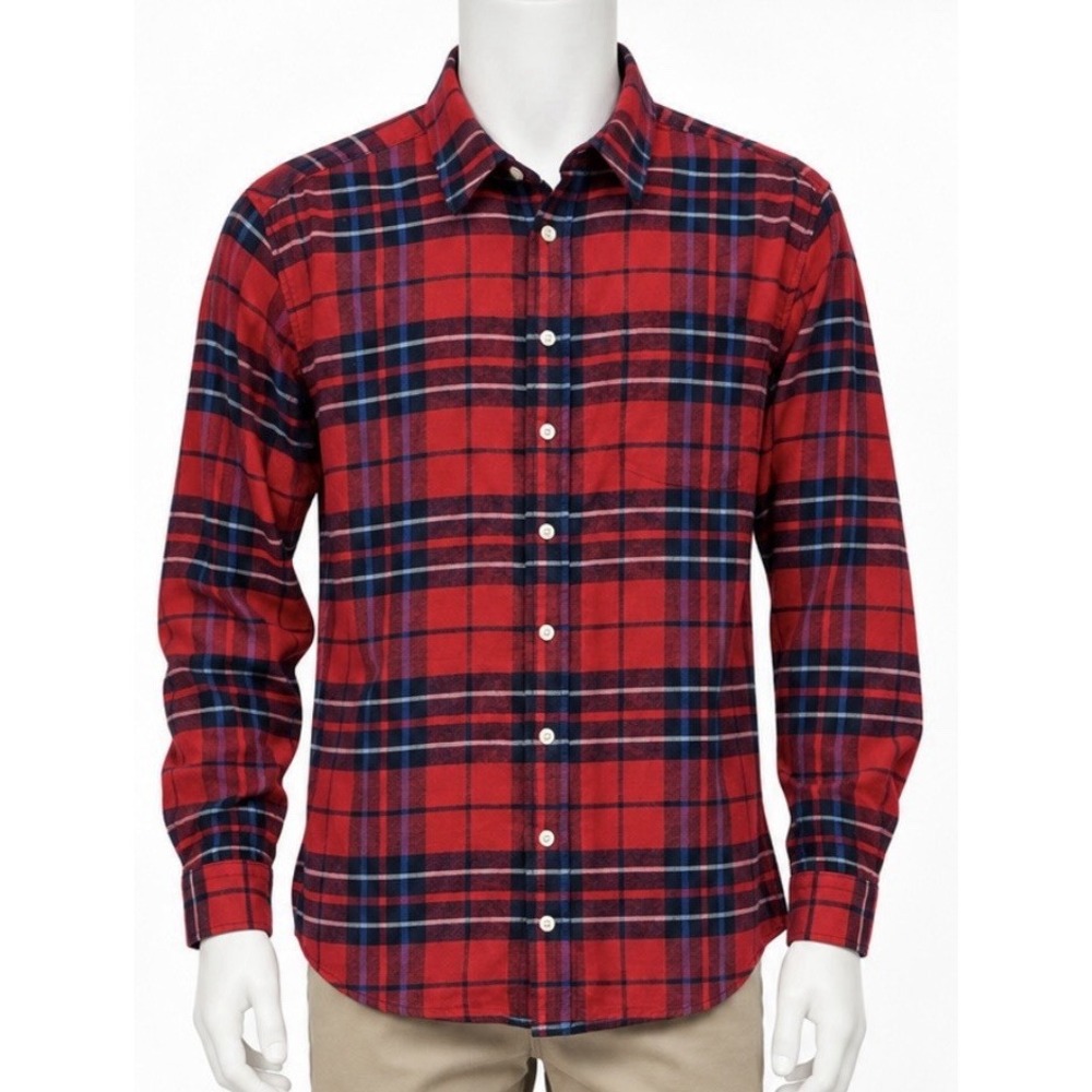 GAP Boys Plaid Flannel Long Sleeve Shirt Large L 10 12 Button Up Red Classic